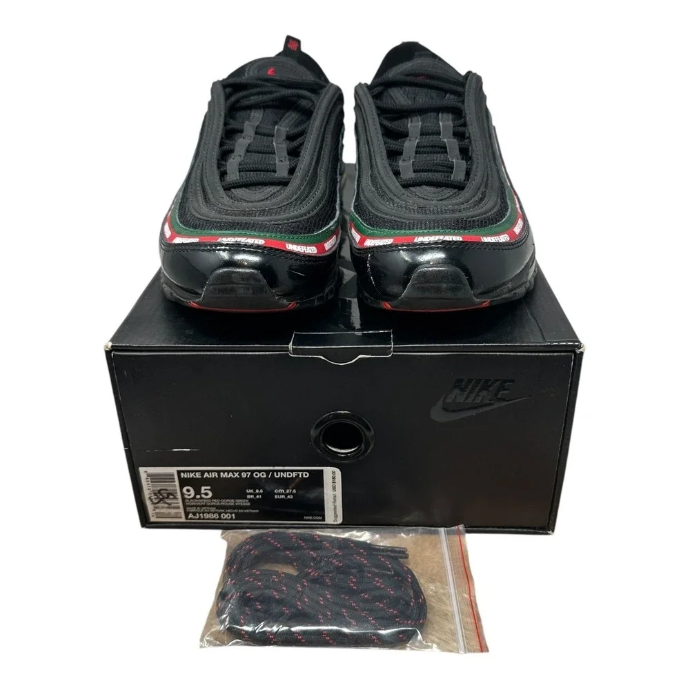 NIKE AIR MAX 97 OG UNDFTD Black Red Green Men's Size 9.5 AJ1986 001 Undefeated